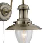 Fisherman Switched Wall Light Antique Brass Seeded Glass