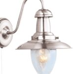 Fisherman Switched Wall Light Satin Silver Seeded Glass