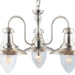 Fisherman 3 Light Pendant Satin Silver Seeded Glass