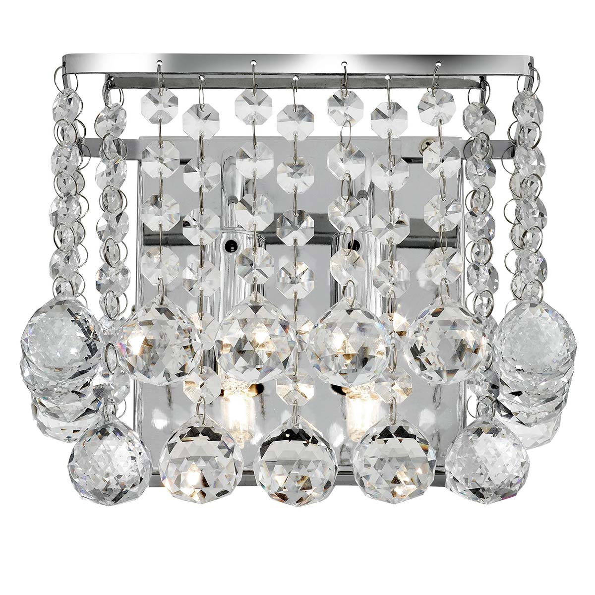 Hanna Square 2 Lamp Crystal Wall Light Polished Chrome