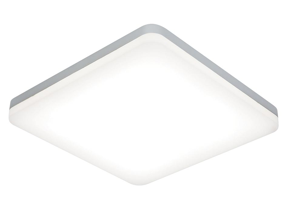 Noble 30cm Square Flush LED Bathroom Ceiling Light Silver IP44