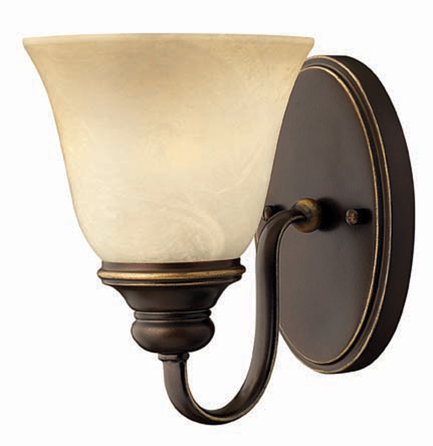 Hinkley Cello Antique Bronze Wall Light With Faux Alabaster Shade