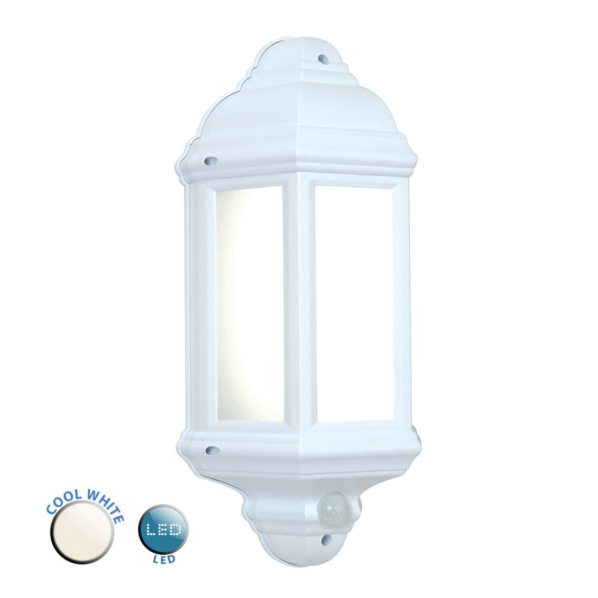 Halbury Traditional LED Outdoor PIR Half Wall Lantern White