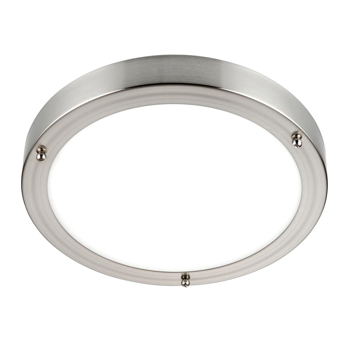 Portico Cool White LED Bathroom Ceiling Light Satin Nickel