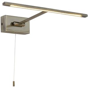 Cadiz modern switched 34cm LED picture light in antique brass on white background