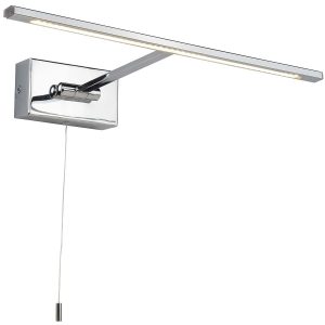 Cadiz modern switched 34cm LED picture light in polished chrome on white background
