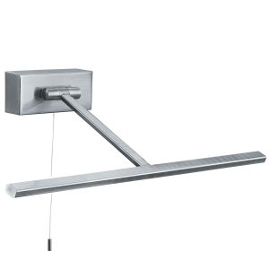 Cadiz modern switched 34cm LED picture light in satin silver on white background