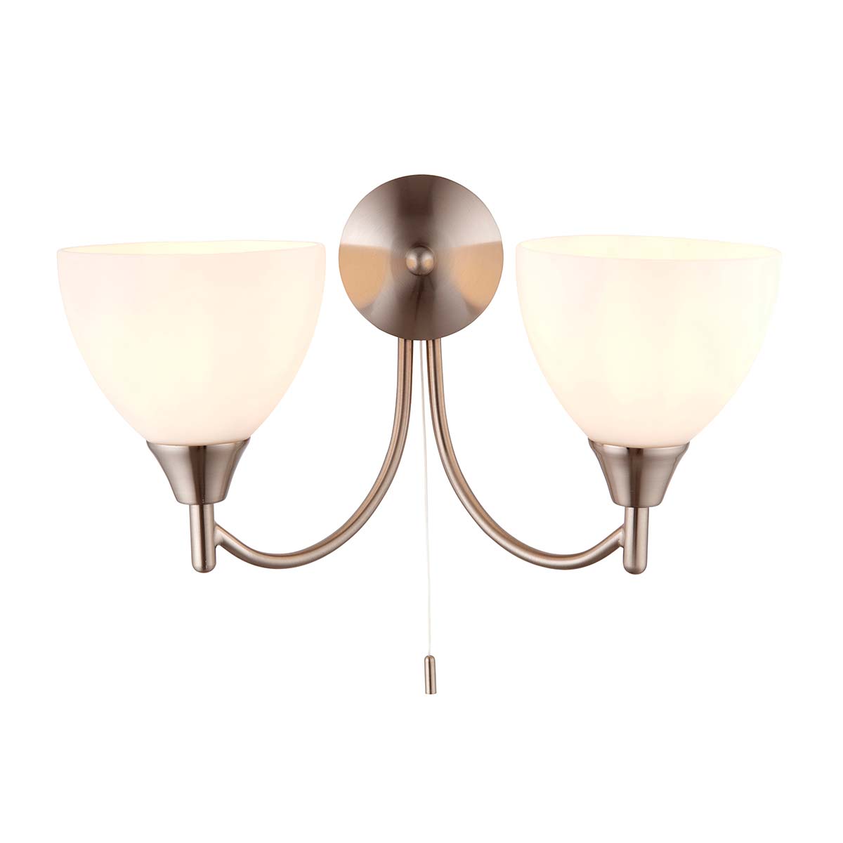 Traditional Satin Chrome 2 Lamp Switched Wall Light