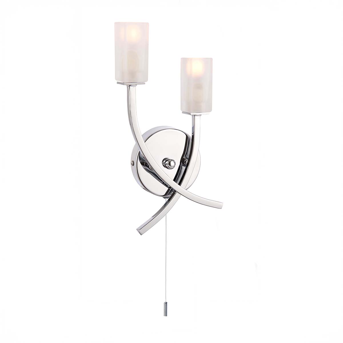 Havana Modern Polished Chrome 2 Lamp Switched Wall Light
