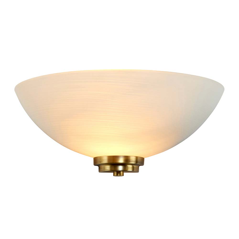 Welles Wall Light Uplighter in Antique Brass with White Glass