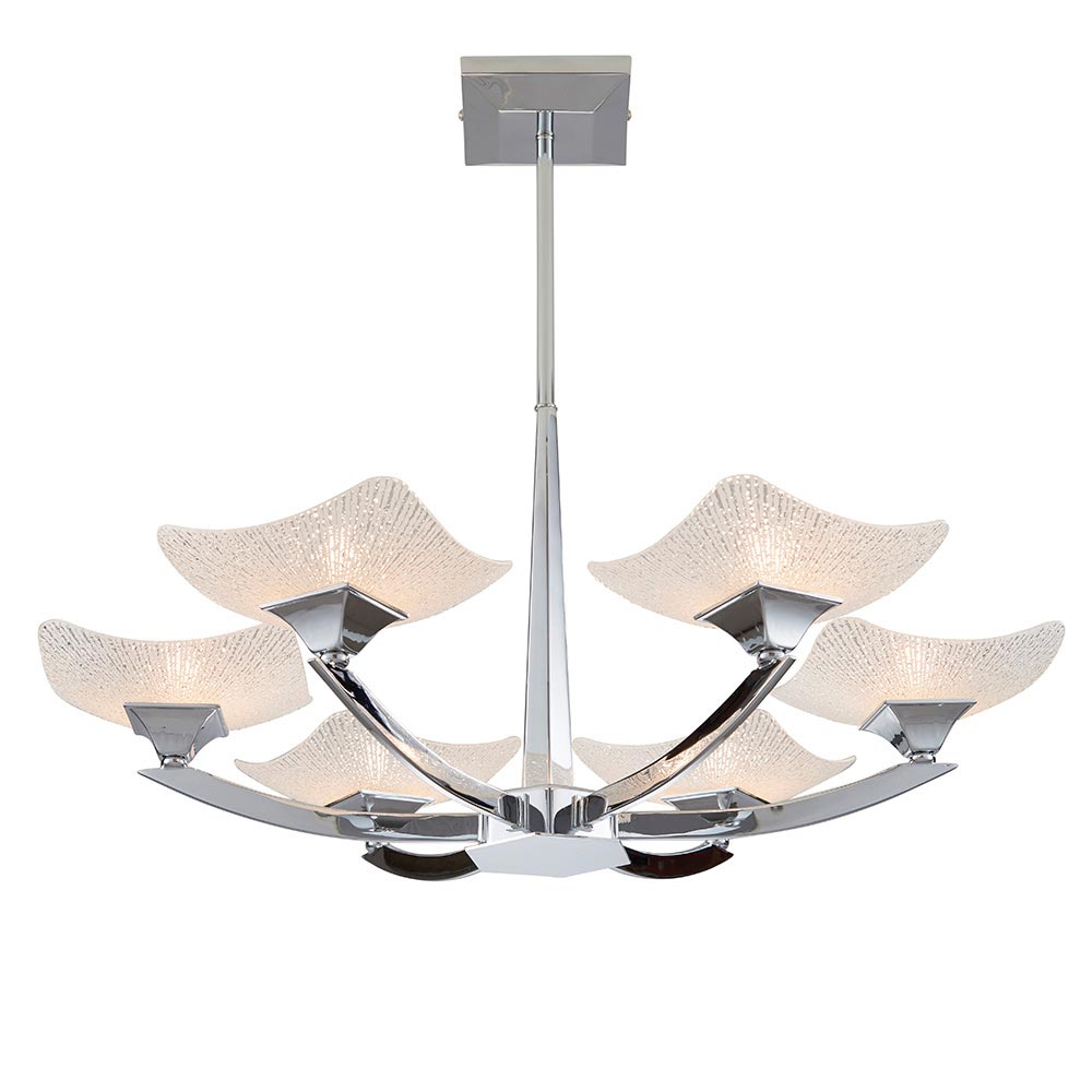 Ayres Chrome Art Deco Style 6 Lamp Ceiling Light