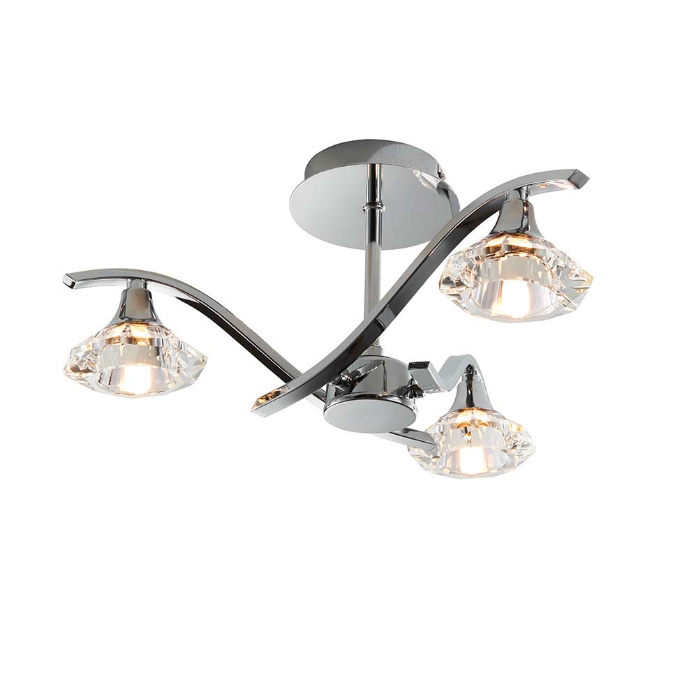 Langella Modern Chrome 3 Light Semi Flush Ceiling Light