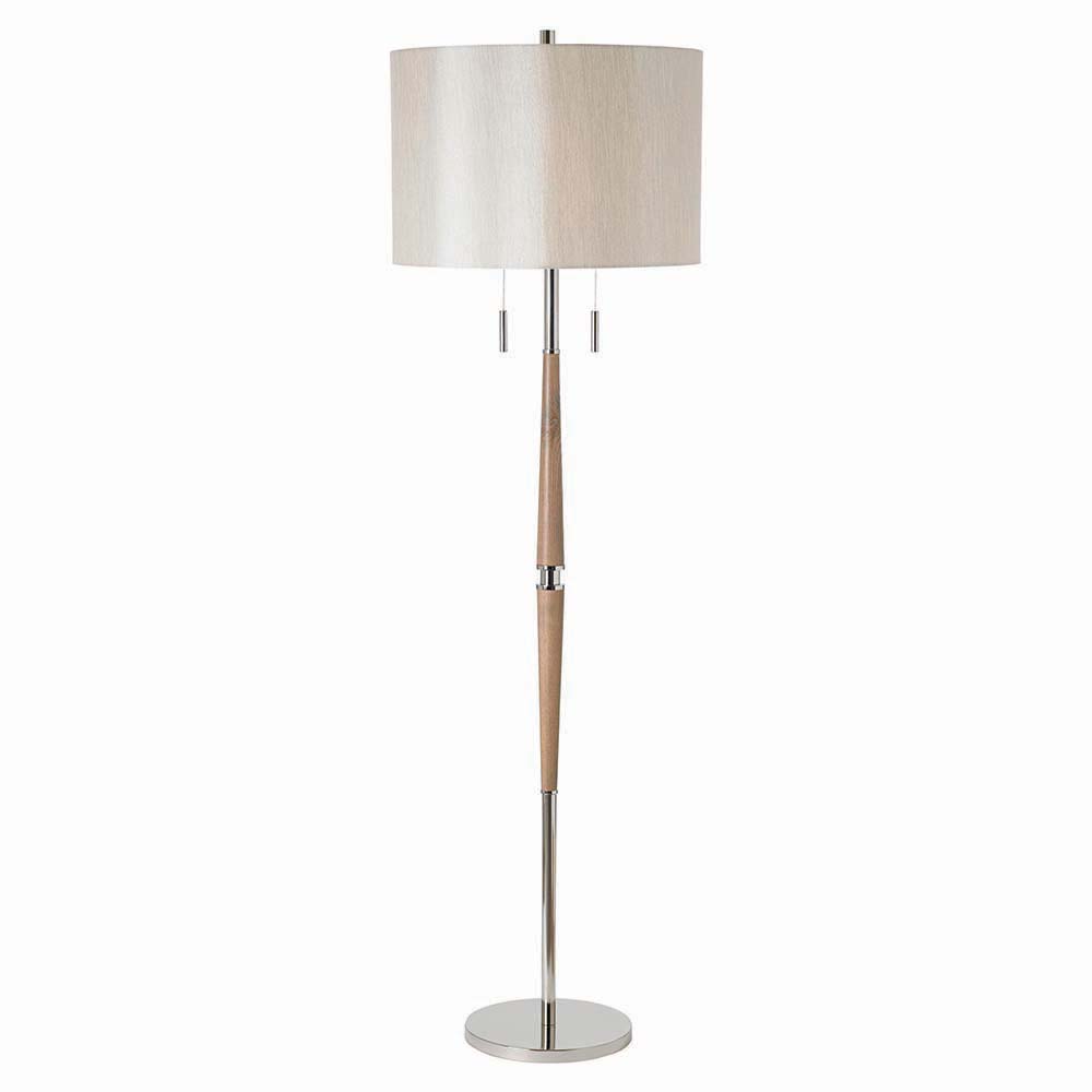 Altesse Polished Nickel And Wood Floor Lamp With Oval Shade