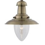 Fisherman Baby Pendant Light Antique Brass Seeded Glass