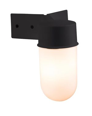 Ware corner mounted rust proof pill shade wall light black IP44