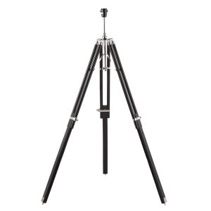 Tripod floor lamp base only in dark wood full size on white background