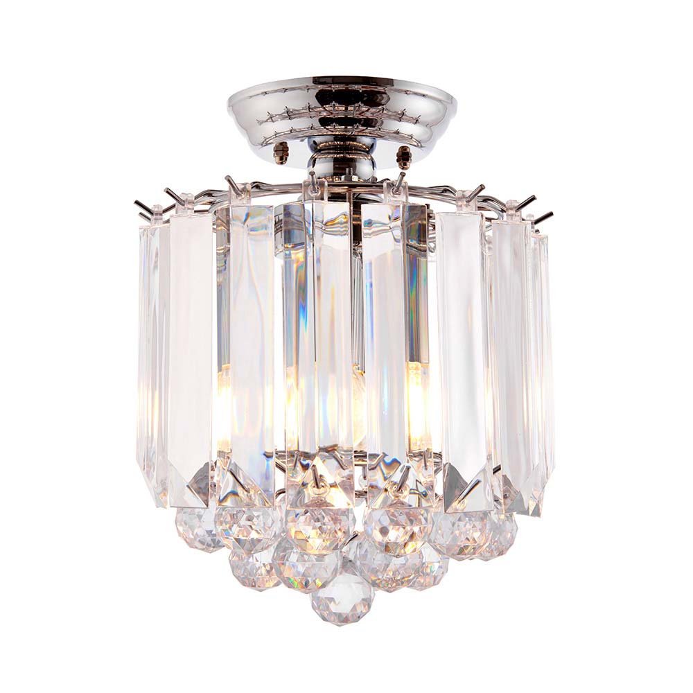 Fargo 2 Light Faceted Acrylic Flush Ceiling Light in Chrome