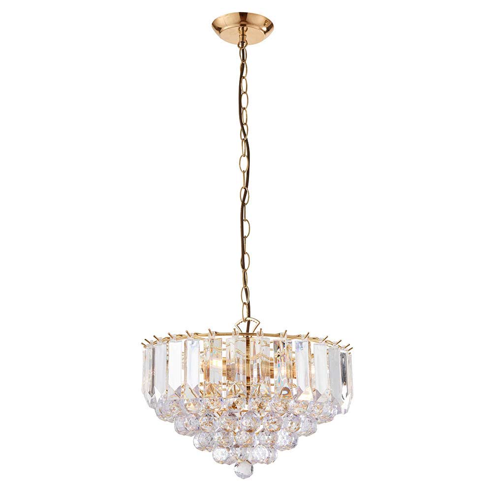 Fargo Polished Brass 3 Light Faceted Acrylic Pendant