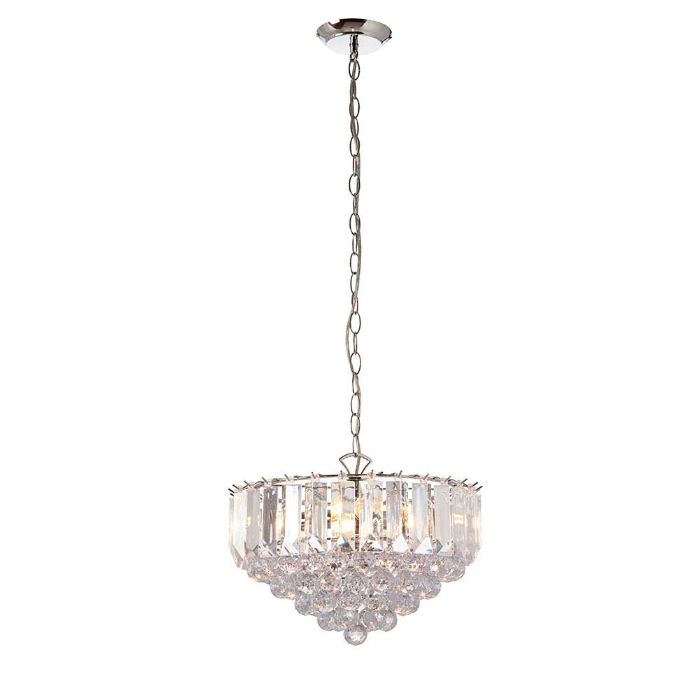 Fargo Polished Chrome 3 Light Faceted Acrylic Pendant