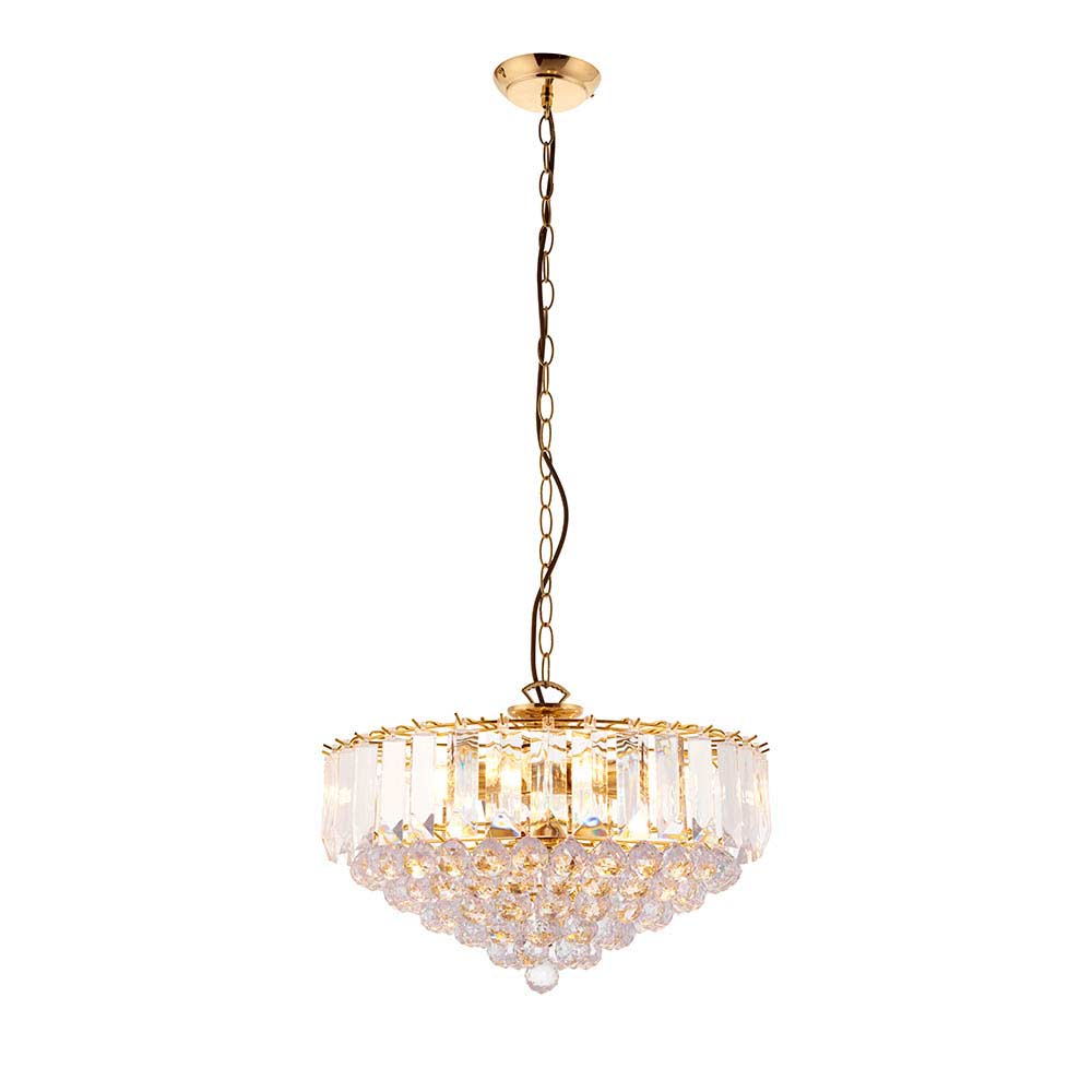 Fargo Polished Brass 6 Light Faceted Acrylic Pendant