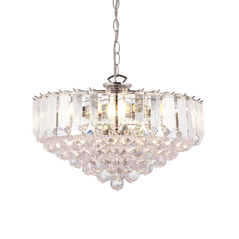 Fargo Polished Chrome 6 Light Faceted Acrylic Pendant