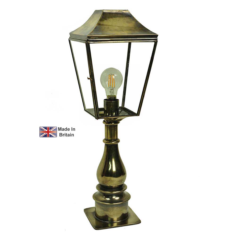 Knightsbridge Tall 1 Light Outdoor Pillar Lantern Solid Brass