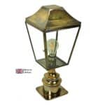 Knightsbridge Short 1 Light Outdoor Pillar Lantern Solid Brass