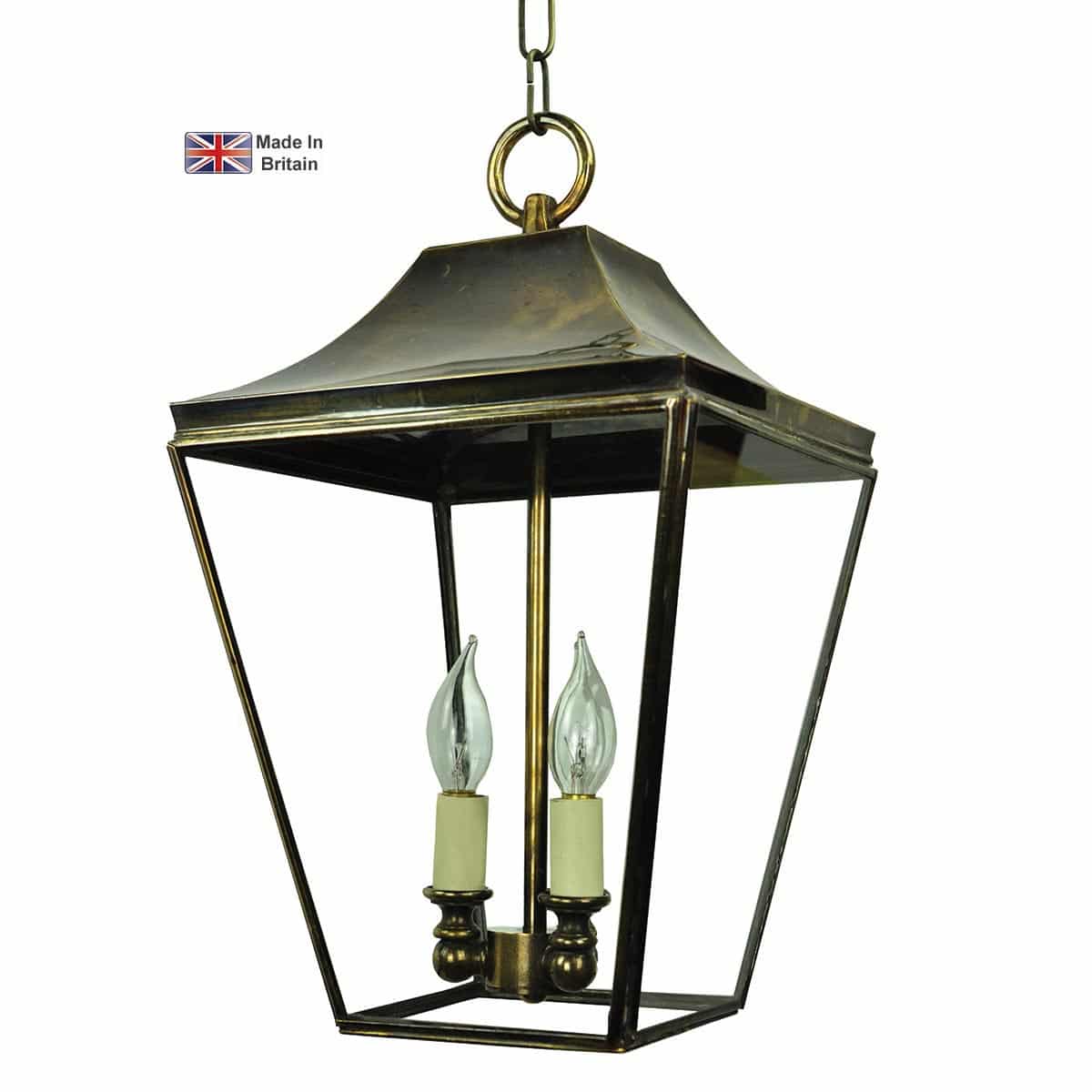Knightsbridge Large 4 Light Hanging Porch Lantern Solid Brass