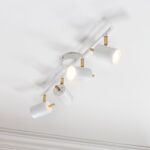 Gull 4 Light Ceiling Spotlight Bar Matt White / Satin Gold