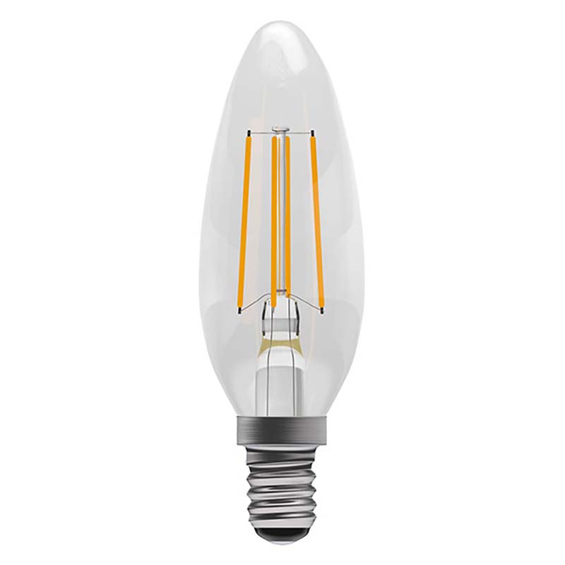 Clear 4w SES Warm White Dimmable Filament LED Candle Bulb 470lm