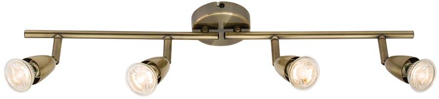 Amalfi Modern 4 Lamp Ceiling Spotlight Bar Antique Brass