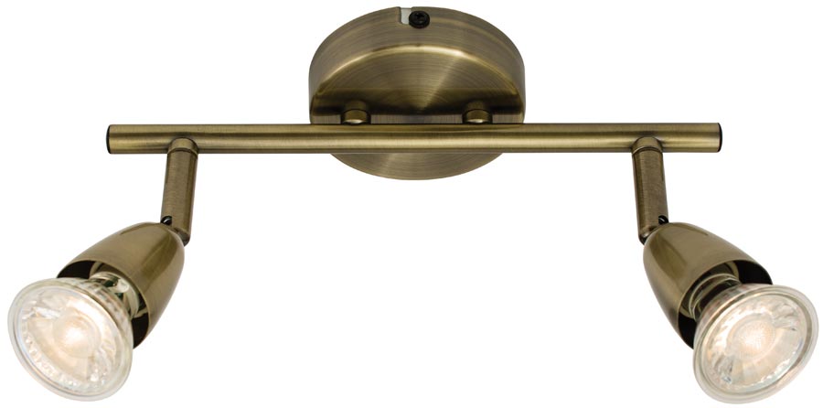 Amalfi Modern 2 Light Ceiling Spotlight Bar Antique Brass