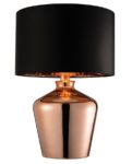 Waldorf 1 Light Copper Glass Table Lamp Black Shade