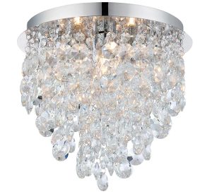 Kristen Crystal 3 Light Flush Bathroom Ceiling Light Chrome IP44