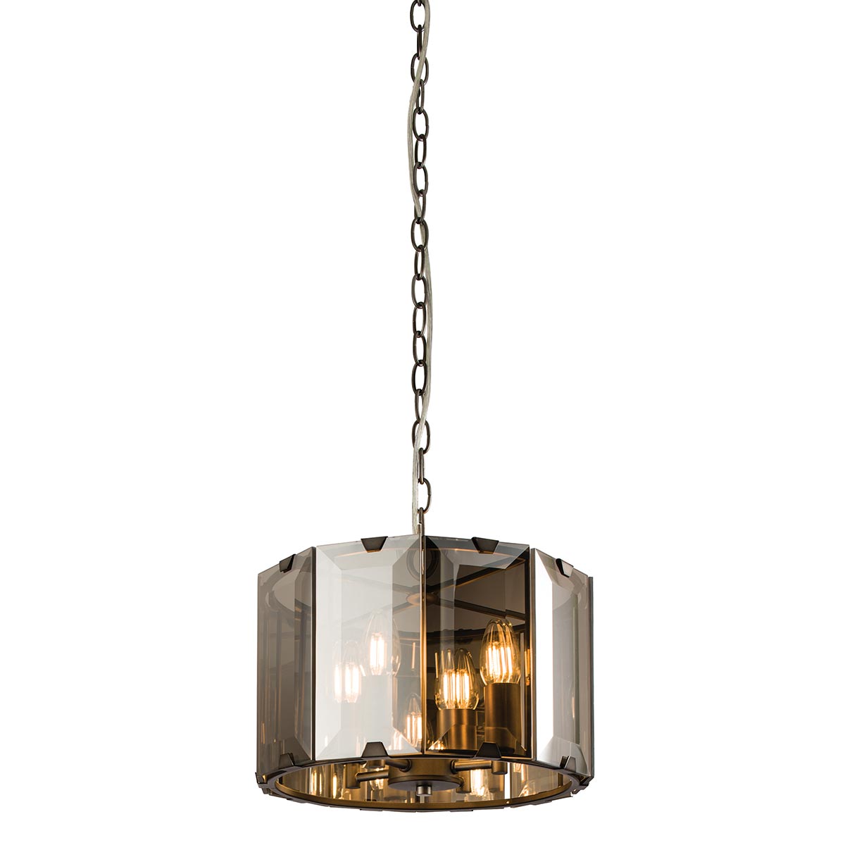 Clooney 4 Light Ceiling Pendant Slate Grey Smoked Glass