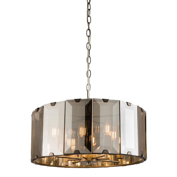 Clooney 8 light ceiling pendant in slate grey on white background