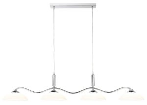 polished chrome 4 light wave pendant ceiling light bar frosted glass