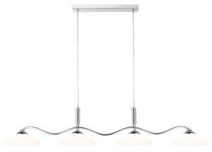 polished chrome 4 light wave pendant ceiling light bar frosted glass