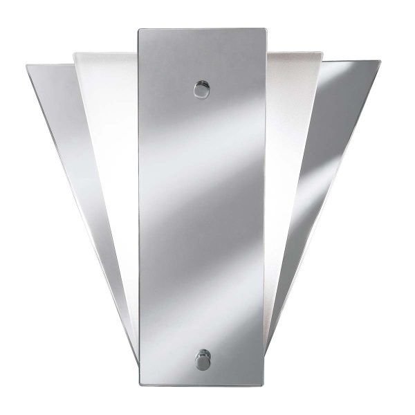 Art Deco wall light in mirror chrome and satin, full size on white background