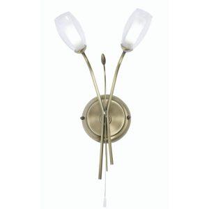 Pandora switched twin wall light in antique brass main image