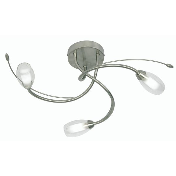 Pandora 3 arm semi flush low ceiling light in antique chrome main image