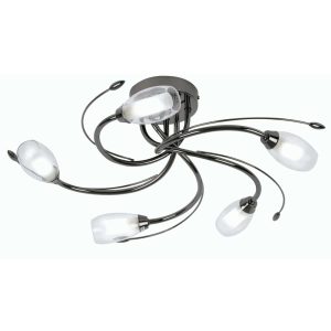 Pandora 5 arm semi flush low ceiling light in black chrome main image