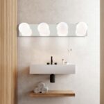 Global Switched 4 Light Bathroom Mirror Light Chrome Opal Glass