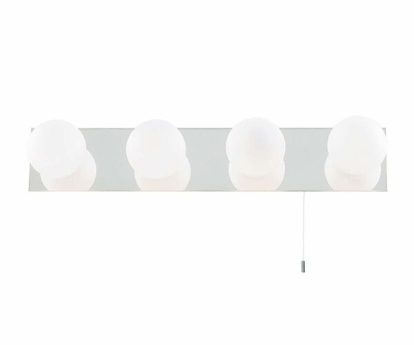 Global Switched 4 Light Bathroom Mirror Light Chrome Opal Glass