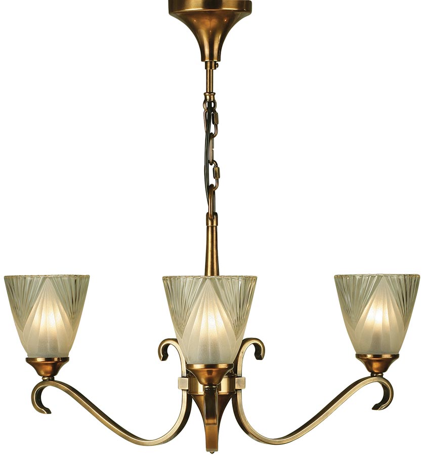 Columbia Traditional 3 Light Antique Brass Chandelier