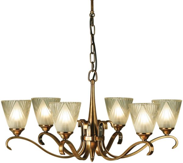Columbia Traditional 6 Light Antique Brass Chandelier