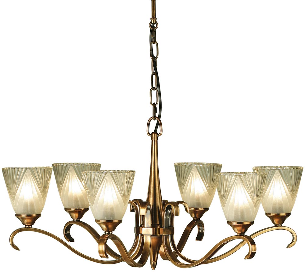 Columbia Traditional 6 Light Antique Brass Chandelier