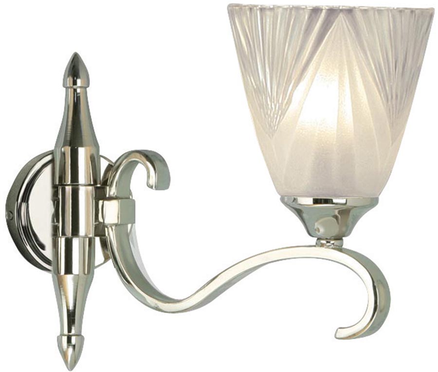 Columbia Art Deco Style Single Polished Nickel Wall Light