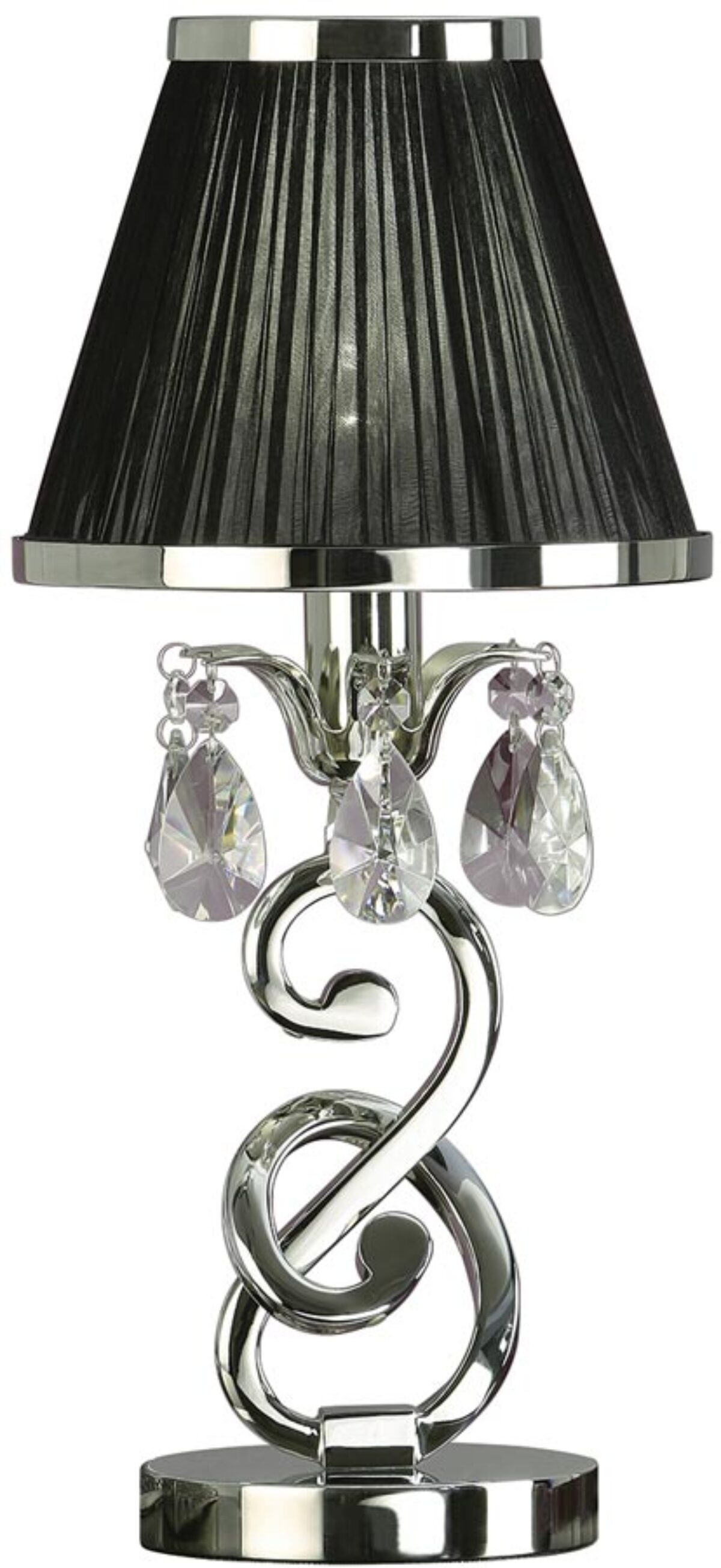 Oksana Nickel Small Table Lamp Crystal Drops Black Shade 63525 Oksana Nickel Small Table Lamp Crystal, Crystal Lamp With Black Shade