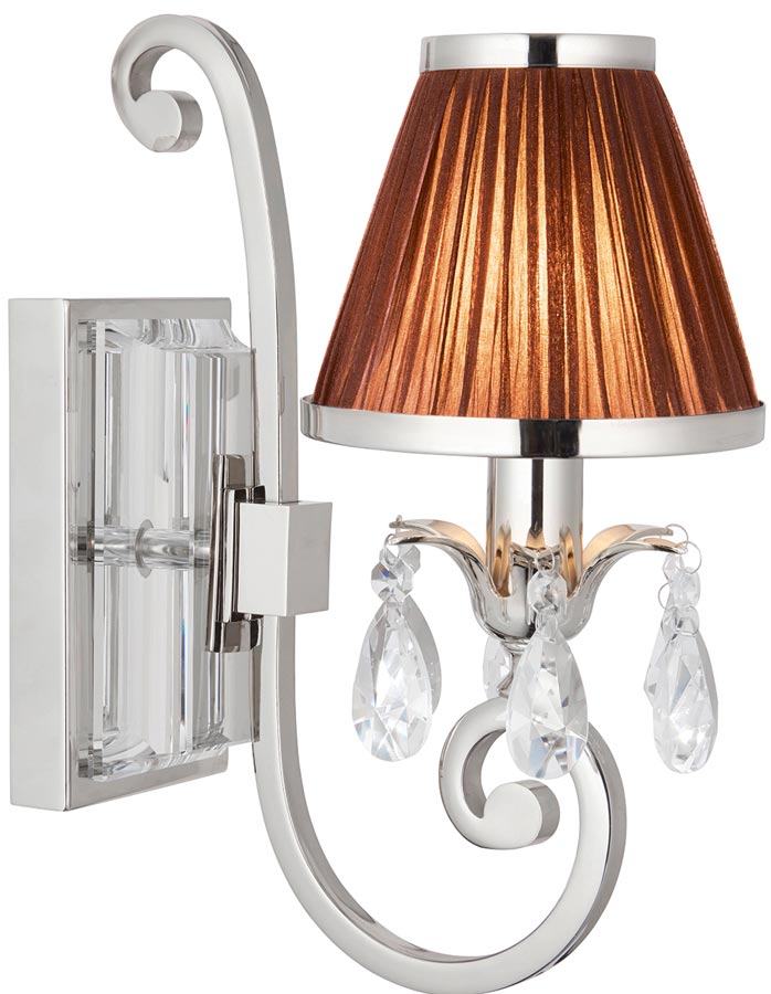 Oksana Nickel Single Wall Light Crystal Drops Chocolate Shade